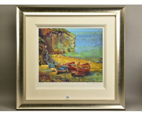 ROLF HARRIS (AUSTRALIA 1930), 'FIGURES ON THE BEACH, CORNWALL', a limited edition print, signed to lower margin with certific
