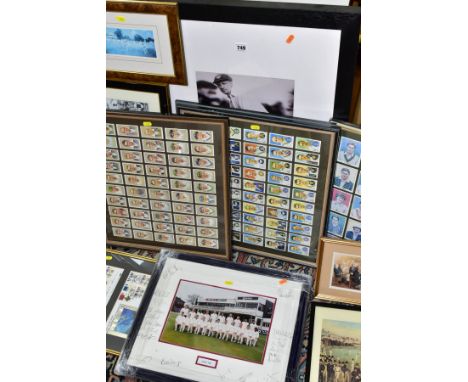 CRICKET EPHEMERA ETC, comprising cigarette cards by John Player, framed full sets of fifty cricketers, 1930, 1934 and 1938, s