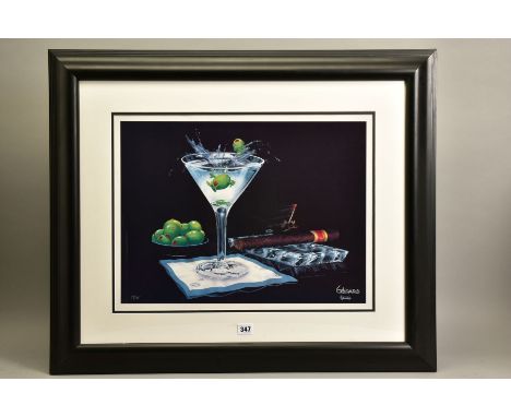 MICHAEL GODARD (AMERICAN CONTEMPORARY) 'OLIVE PARTY', a limited edition print of two olives having fun in a Martini glass 74/