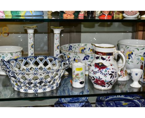 A COLLECTION OF COALPORT PAGEANT AND OTHER CERAMICS, comprising a pair of Pageant candlesticks, height 21cm, one is a second,