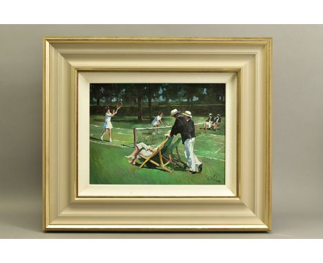 SHERREE VALENTINE DAINES (BRITISH 1959) 'PERFECT MATCH' a limited edition print of a tennis match 79/195, signed bottom right
