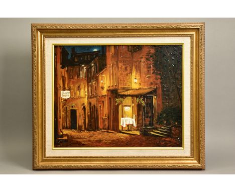 VIKTOR SHVAIKO (RUSSIAN 1965) 'MOONRISE AT THE RODEZ', a limited edition hand embellished print of a French street scene in t
