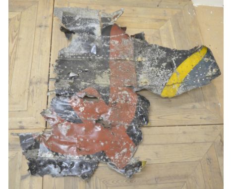 Section of Halifax fuselage crash wreckage with ID letter Q for Queenie and partial roundel visible, item previously displaye