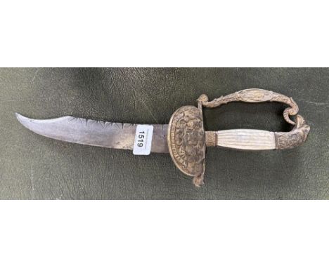 Unusual dagger with Republic of Chile officers sword hilt, 9.5" bowie style blade 