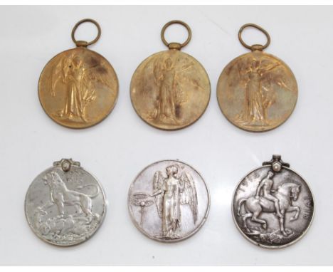 Three WWI Victory Medals. To, 4956 Cpl C.R.F. Box Kings Royal Rifle Corps. L-22868 Acting Bombardier E.E. Compton. Royal Arti
