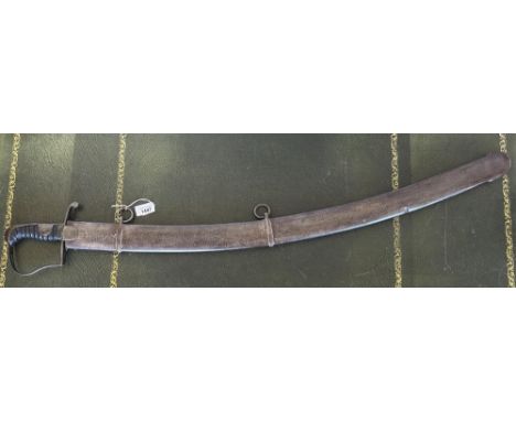 British 1796 pattern light cavalry troopers sword, 33"curved blade by Dawes with stamped `Crowned 4' and engraved panel `XXII