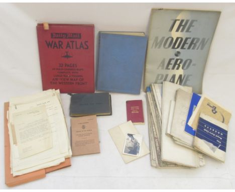 Large collection of vintage flying ephemera from the 1930s and WWII. Including ordinance survey maps of Britain, D. Lewis pro