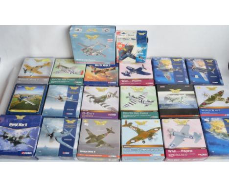 Twenty diecast 1/72nd scale WWII era aircraft models from Corgi, all models A/F although many models in good overall conditio