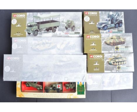 Collection of diecast military models to include 7 Corgi Classics, 69902 1/50 scale British Army Bedford MK high canvas back 