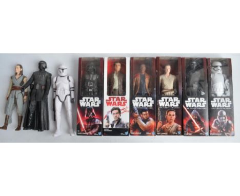 Collection of 11"-11.5" Star Wars themed action figures from Hasbro to include 6x boxed/unopened/factory sealed examples (Rey