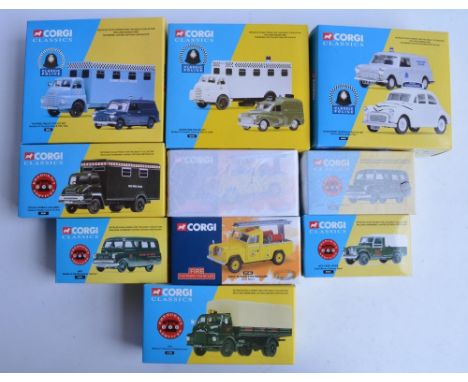 Ten boxed limited edition 1/43 and 1/50 scale diecast British Police and Fire Rescue vehicles and vehicle sets from Corgi to 