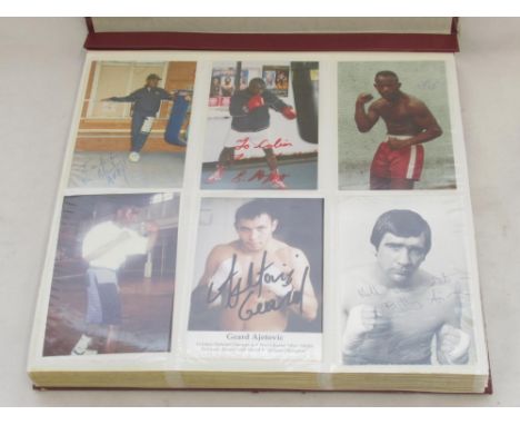 Impressive one owner collection photo album cont. 360 signed photos and promoters cards of Champion and other Boxers, to inc.