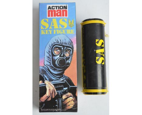 Action Man SAS figure, vintage restored figure with Eagle Eyes with modern box plus an accessory pack 