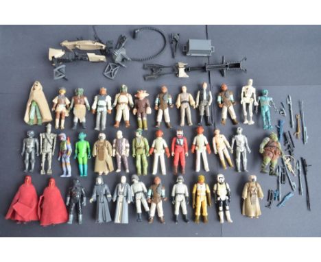 Collection of vintage unboxed Star Wars action figures, weapons, a speeder bike etc (Qty approx 35 plus accessories) 