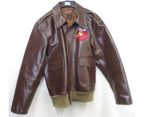 U.S. Air Force leather bomber jacket (Size 46) with Women's Air Corps patch to left sleeve 