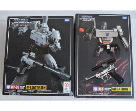 Two large Takara Tomy Transformers Masterpiece models (both gun mode) to include MP-5 Destron Leader Megatron (box opened but
