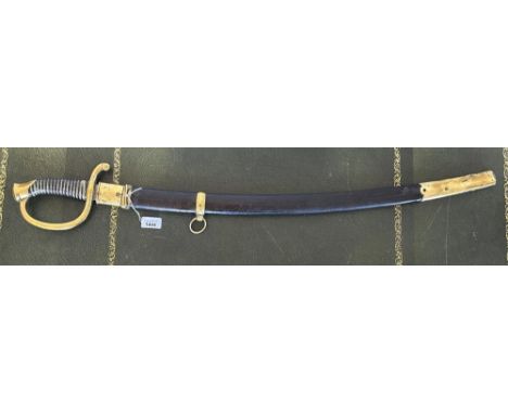 Imperial Russian mounted artillery sword, 29 1/4" slightly curved single broad fullered blade with various stamped markings t