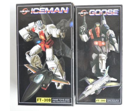Two Fans Toys Transformers to include FT-30B 'Iceman' and FT-30C Goose (model partially factory wrapped), both approx 11" tal