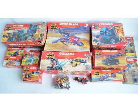 Collection of vintage Kenner Mask action figures and play sets to include Switchblade, Volcano, Goliath, Outlaw, Jackhammer, 