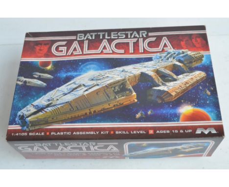 Rare Moebius 1/4105 scale Battlestar Galactica model kit with Moebius decal upgrade set. Some sprue bags opened, kit appears 