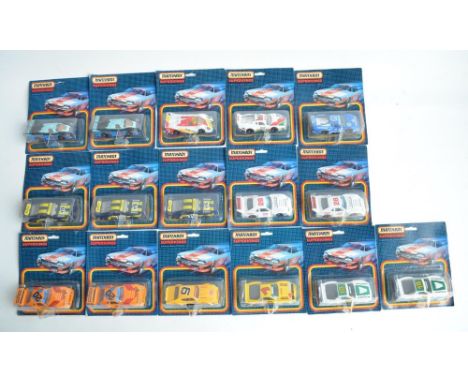 Sixteen boxed/unopened Matchbox blister pack Superkings diecast model cars, some repetition. Models mint, boxes mostly near m