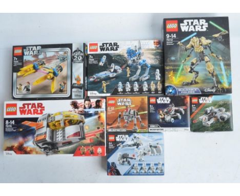 Eight Star Wars themed Lego sets, all unopened/factory sealed to include General Grievous (75112), Resistance Transport Pod (