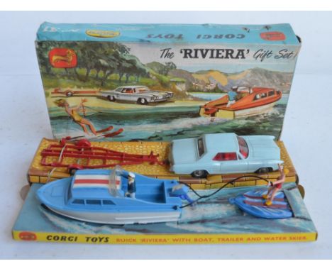 Vintage boxed Corgi Toys Riviera gift set No 31 with Buick car, Dolphin cruiser, trailer etc., models in excellent condition 