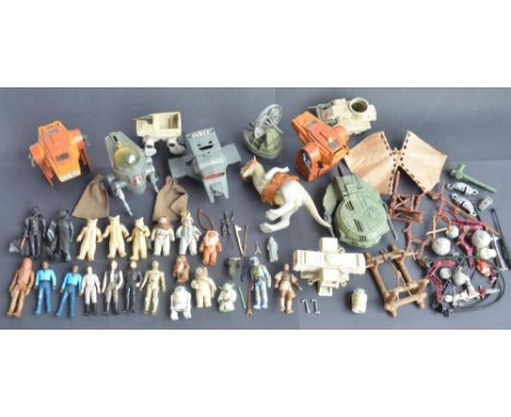 Collection of vintage unboxed Star Wars action figures, vehicles and accessories to include Darth Vader, C3-PO, R2-D2, Boba F