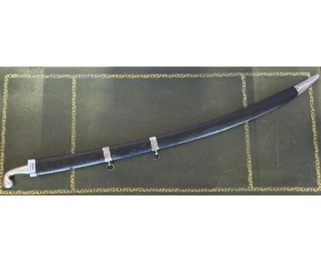 Early to mid 19th century Imperial Russian Shashka bladed sword, 34" blade with various engraved detail, Russian silver grip 