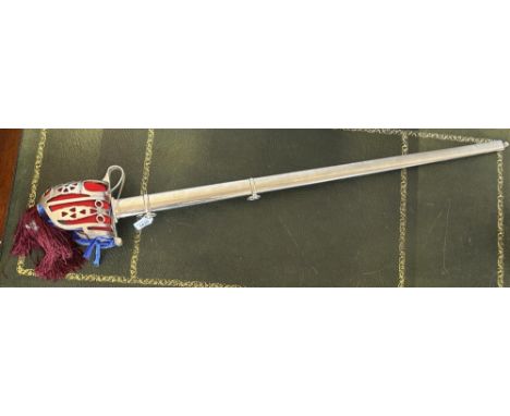 ER II 1830 pattern Scottish officers basket hilt sword by Wilkinson, 33" blade, complete with plated scabbard 