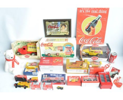 Collection of Coca-Cola related models and items to include large scale Matchbox 1940 delivery van, a limited edition Xonex 1