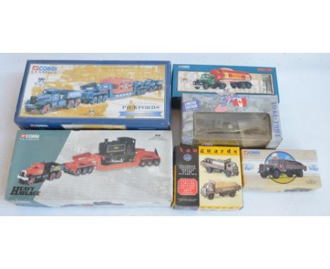 Collection of diecast model trucks and vehicles to include Corgi limited edition 1/50 scale 55201 Diamond T ballast (x2) with