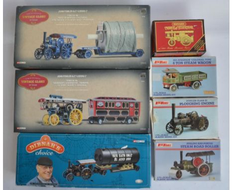 Three Corgi 1/50 boxed steam engine sets to include Vintage Glory Of Steam 80102 Pickfords Fowler B6 road locomotive (Talisma
