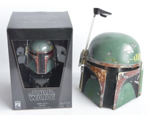 Master Replicas 30th anniversary scaled replica Boba Fett Helmet with stand (stands 8.5" tall on stand with raised eye piece,