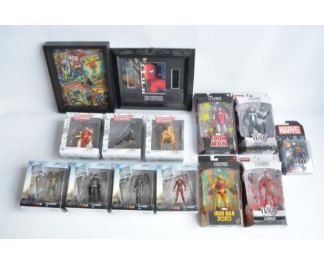 Collection of boxed as new DC and Marvel figure models to include 7x small scale Justice League figurines from Schleich and 5