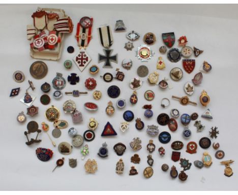 Large collection of enamel badges from many different societies and groups. Royal British Legion, Young League Helpers, Salva