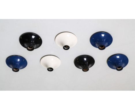 Seven ceiling lights. Plastic. Cm 14,00 x 6,50 x 14,00. Seven Teti luminaires modular Makloron in white, red, black. For Arte