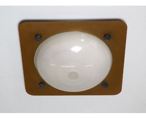 Applique. . Cm 38,00 x 38,00 x 10,00. Brass structure, lacquered metal and opal glass diffuser. 50s.