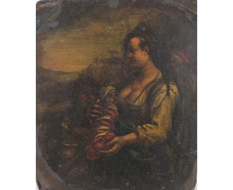 European School, Old Master Painting on Copper. With old inscribed label attached verso. Oil on copper. Condition: each corne