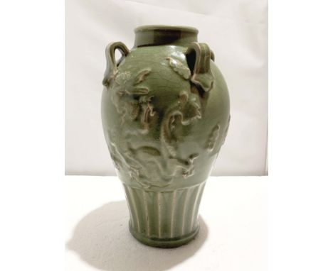 A Chinese Yuan Style Longquan Celadon Handled Vase, H. 29 cm Provenance: Estate of the Lam's family from Hong Kong THIS ITEM 