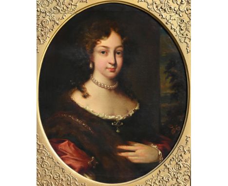 French School, 18th Century Portrait of a Lady Oil on Canvas. Inscribed verso on Canvas. Sight Size: 28 x 23 in. Overall Fram