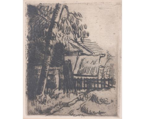 Paul Cezanne (French, 1836 - 1906) "Entree de Ferme, rue Remy, Auvers" Etching and Aquatint Sight Size: 5 x 4 in. Overall Fra