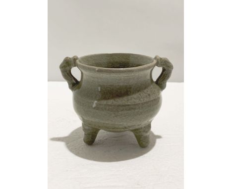 A Chinese Longquan Tripod Censer, Yuan or later H. 9 cm Provenance: Estate of the Lam's family from Hong Kong THIS ITEM IS BE
