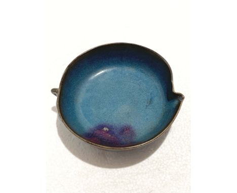 A Chinese Jun Type Peach-Shaped Brush Washer, W. 14.5 cm, H. 4.2 cm THIS ITEM IS BEING OFFERED AT NO RESERVE