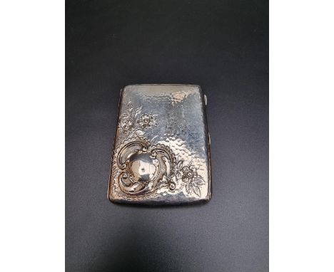 A hammered and embossed silver cigarette case&nbsp;by&nbsp;Colen Hewer Cheshire, Chester, 10.4cm, 78g. 