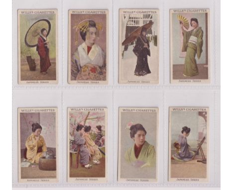 Cigarette cards, Wills, Japanese Series, 8 cards, Wills ref book, item no 23, pictures nos 9, 12, 20, 24, 25, 32, 38 &amp; 47