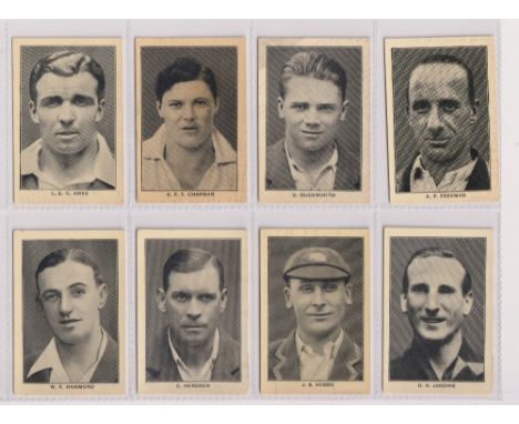 Trade cards, Amalgamated Press, England's Test Match Cricketers, 'M' size (set, 16 cards) (some light foxing, gen gd)