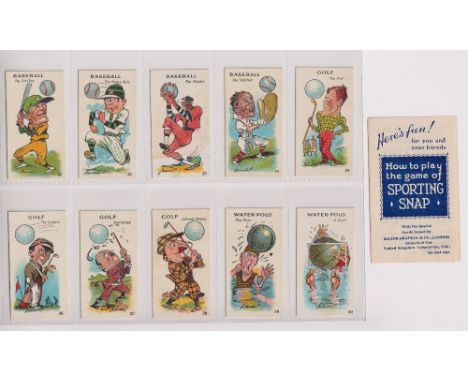 Cigarette cards, Major Drapkin, The Game of Sporting Snap (set, 50 cards, plus instructions leaflet) (gd/vg) (51)