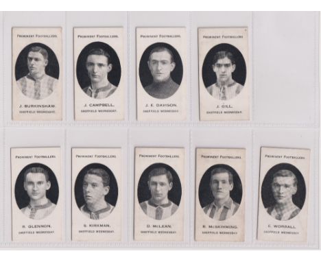 Cigarette cards, Taddy, Prominent Footballers (London Mixture), Sheffield Wednesday, 9 cards, J. Burkinshaw, J. Campbell, J.E