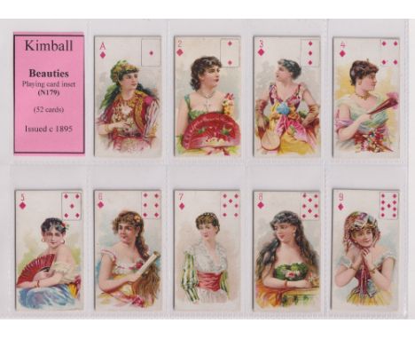Cigarette cards, USA, Kimball, Beauties (Playing card inset) (set, 52 cards) (good)